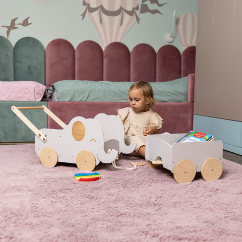 Wooden Toy Wagon - Elephant