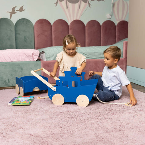 Wooden Toy Wagon - Ship