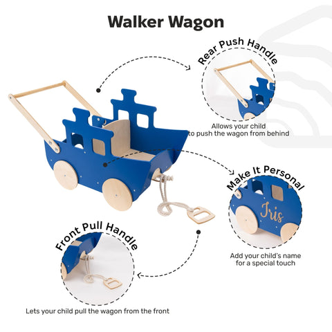 Wooden Toy Wagon - Ship