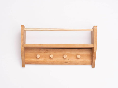 woody shelf with hooks 
