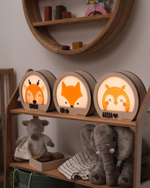 fox wooden night light 