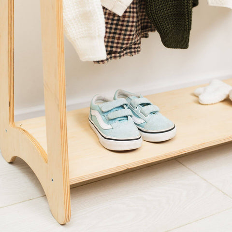 wooden childrens clothes rack