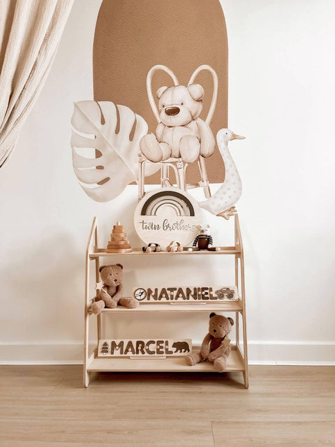 wooden children shelf 