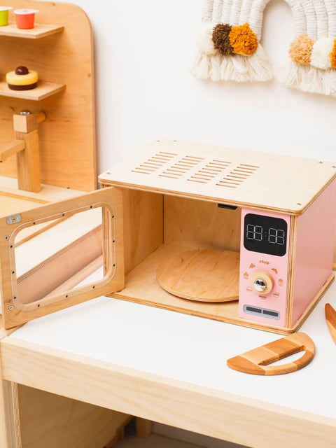wooden pretend play microwave 